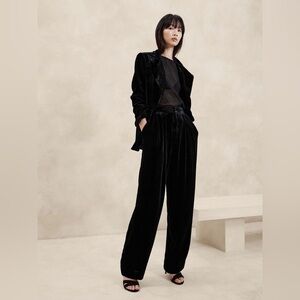 NWOT! Banana Republic Black Velvet Pants & Matching Alyse Relaxed Blazer
